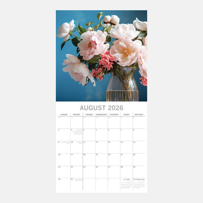 The Gifted Stationery Company 2026 Square Wall Calendar - Floral Collection