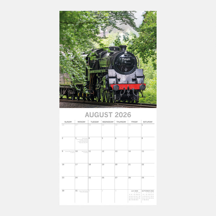 The Gifted Stationery Company 2026 Square Wall Calendar - Steam Trains