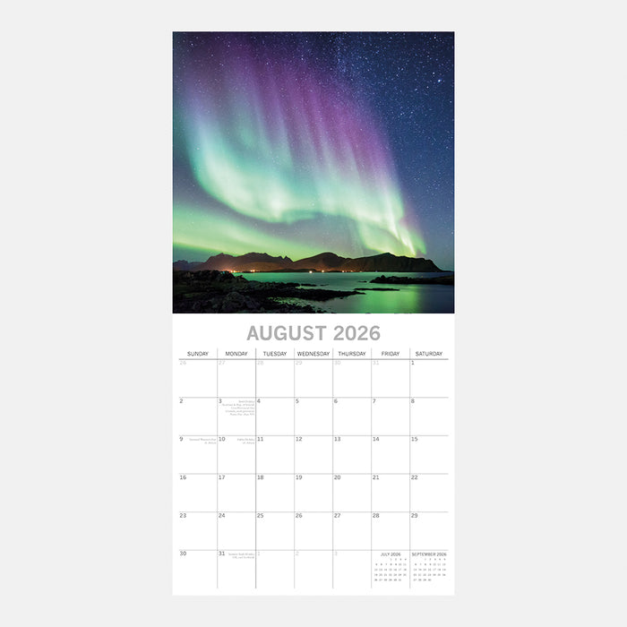 The Gifted Stationery Company 2026 Square Wall Calendar - Northern Lights