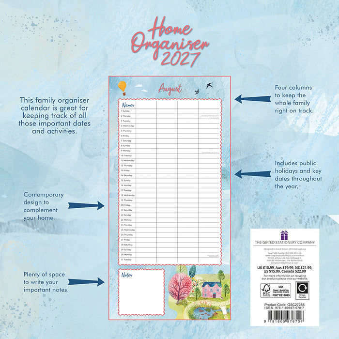 The Gifted Stationery Company 2027 Square Wall Calendar - Country Life