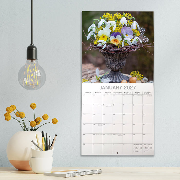 The Gifted Stationery Company 2027 Square Wall Calendar – Floral Collection