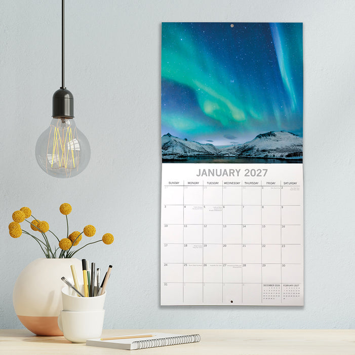 The Gifted Stationery Company 2027 Square Wall Calendar – Northern Lights