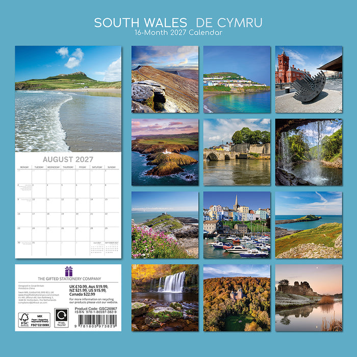 The Gifted Stationery Company 2027 Square Wall Calendar – South Wales