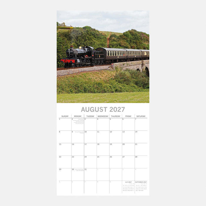 The Gifted Stationery Company 2027 Square Wall Calendar - Steam Trains