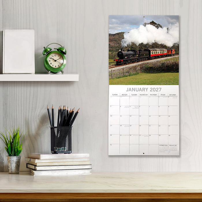 The Gifted Stationery Company 2027 Square Wall Calendar - Steam Trains