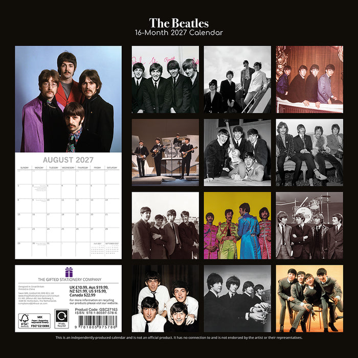 The Gifted Stationery Company 2027 Square Wall Calendar - The Beatles