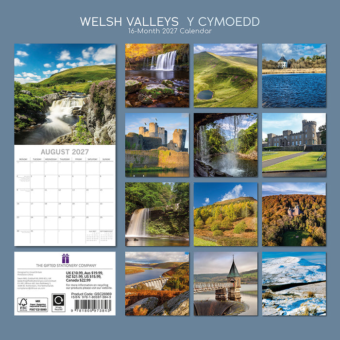 The Gifted Stationery Company 2027 Square Wall Calendar – Welsh Valleys