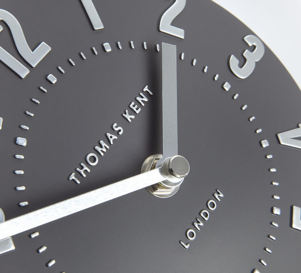 Thomas Kent 6" Mulberry Graphite Silver Mantel Clock