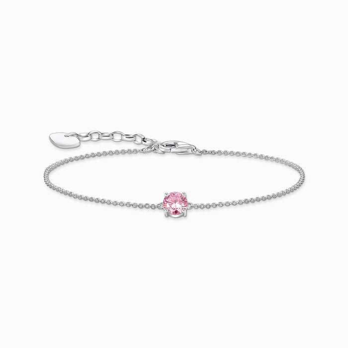 Thomas Sabo Pink Zirconia Pendant Silver Bracelet