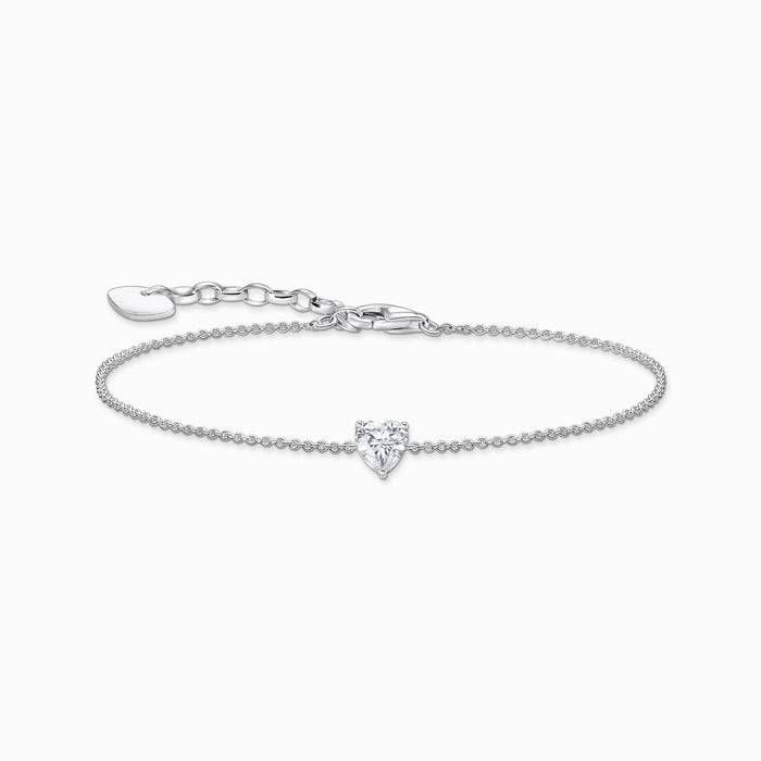 Thomas Sabo White Heart Crystal Silver Bracelet