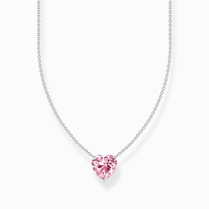 Thomas Sabo Pink Heart Zirconia Silver Necklace