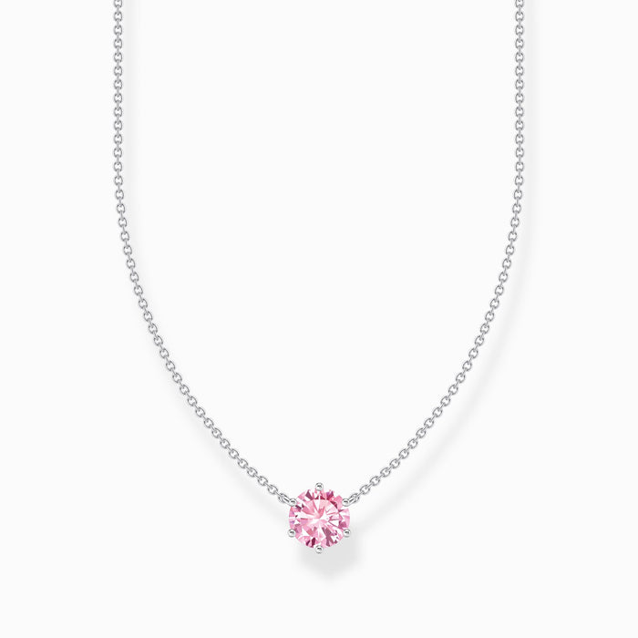 Thomas Sabo Pink Zirconia Pendant Silver Necklace