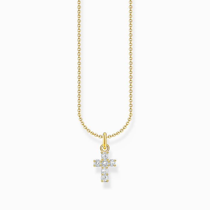 Thomas Sabo White Zirconia Cross Gold Necklace