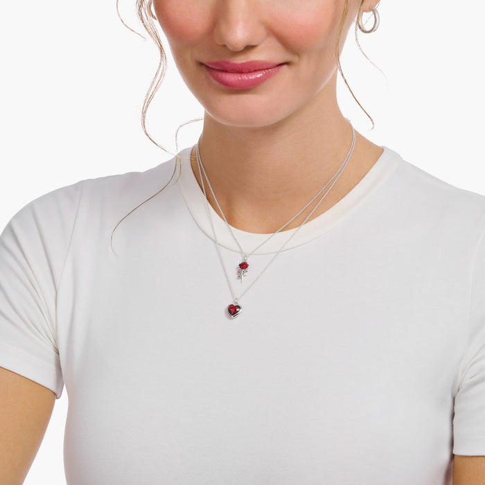 Thomas Sabo Heart Pendant Red Zirconia Silver Necklace