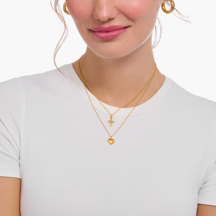 Thomas Sabo White Zirconia Cross Gold Necklace