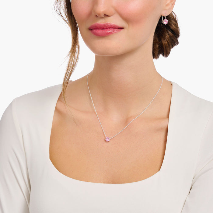 Thomas Sabo Pink Zirconia Pendant Silver Necklace