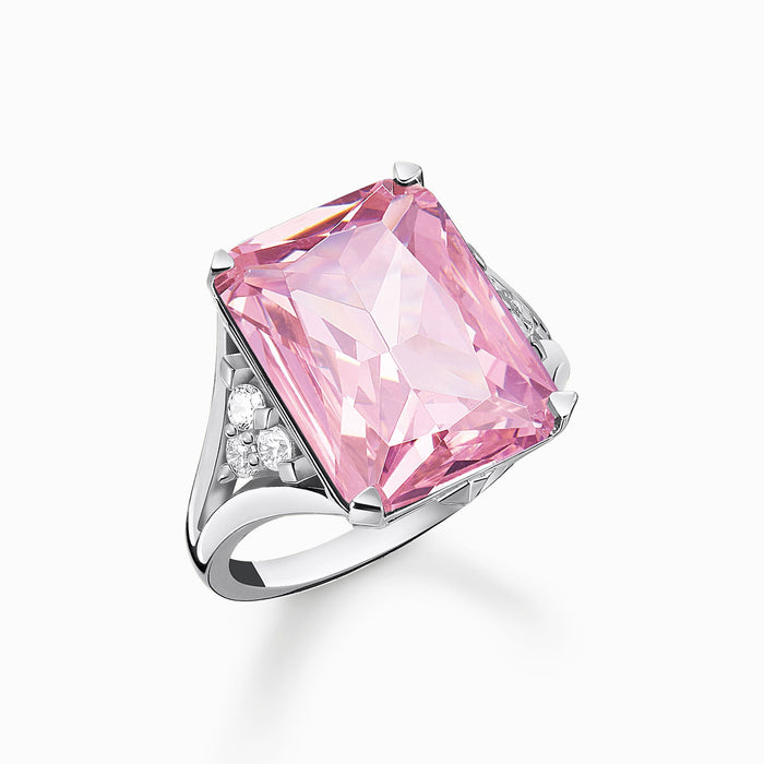 Thomas Sabo Pink And White Stone Silver Ring
