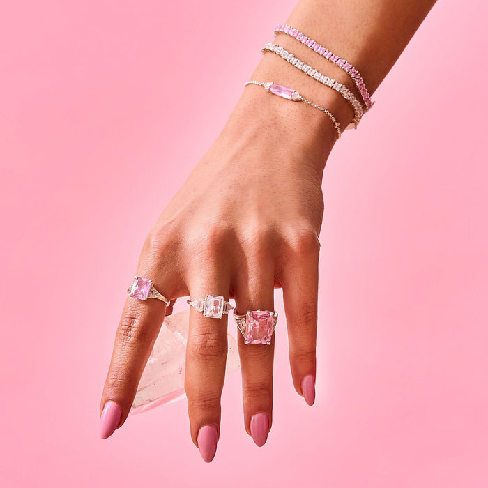Thomas Sabo Pink And White Stone Silver Ring
