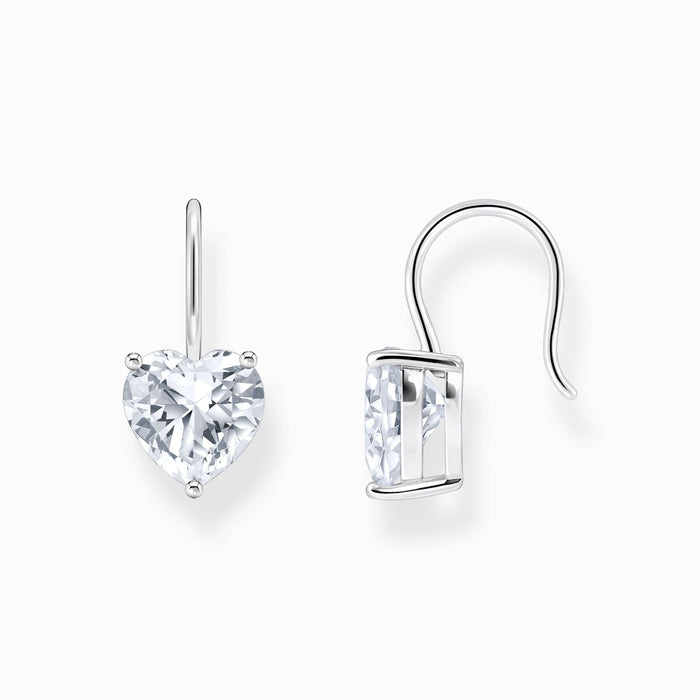 Thomas Sabo White Heart Shaped  Zirconia Silver Ear Studs