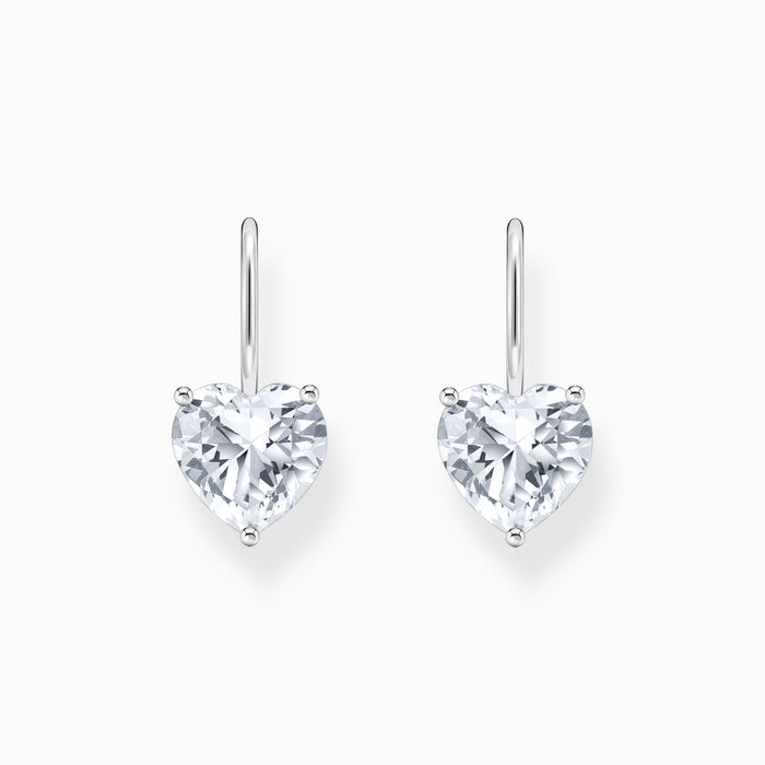 Thomas Sabo White Heart Shaped  Zirconia Silver Ear Studs