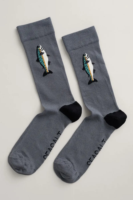 Seasalt Men's Bamboo Arty Socks - Todays Catch Light Nickel