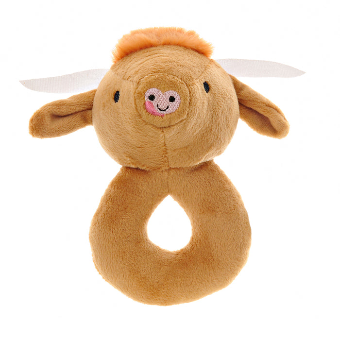 Ziggle Highland Cow Plush Baby Rattle