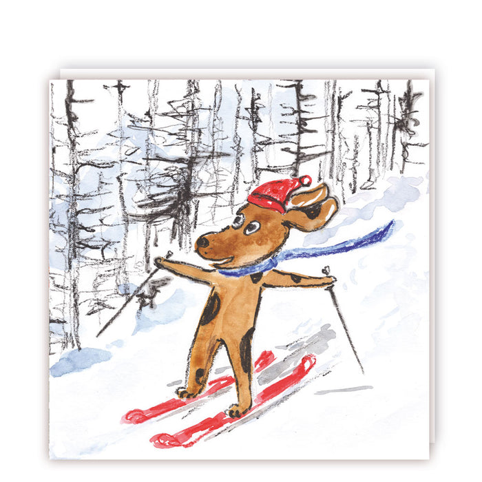 Tracks Publishing Skiing Dog 5 Pack Of Christmas Cards