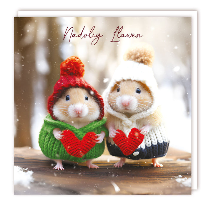 Tracks Publishing 2 Festive Hamsters 5 Pack Of Welsh Christmas Cards