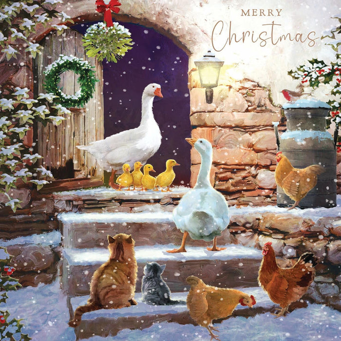 Tracks 'Mixed Christmas Meeting On Steps Design' Christmas Card Pack of 5