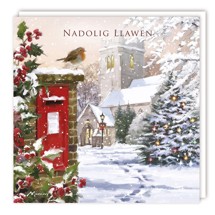 Tracks Publishing 'Robin On Letterbox' Welsh Christmas Card
