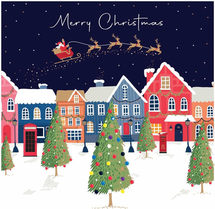 Tracks 'Santa Overhead Design' Christmas Card Pack of 5