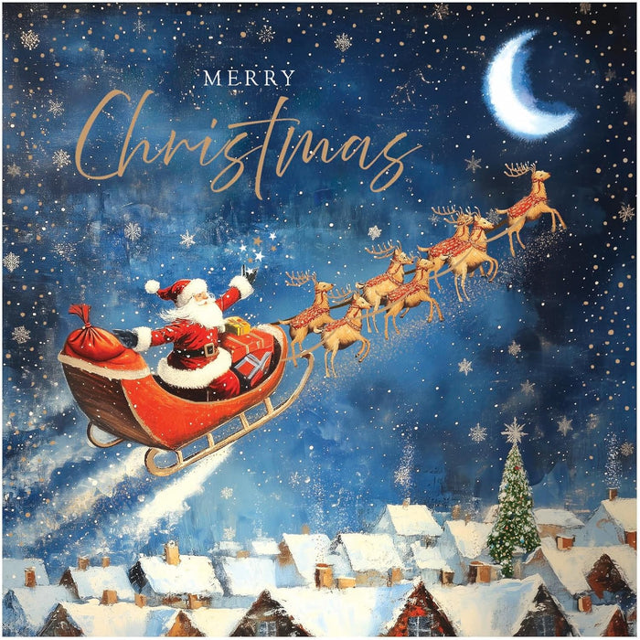 Tracks 'Sleigh Over Rooftops Design' Christmas Card Pack of 5