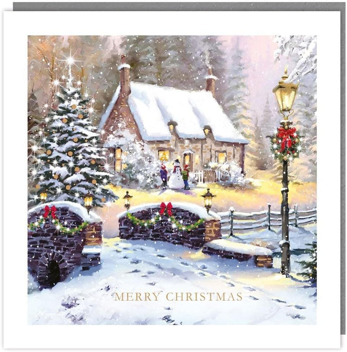 Tracks 'Snowy Cottage Design' Christmas Card Pack of 5