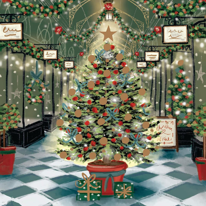 Tracks 'Tree In The Arcade Design' Christmas Card Pack of 5