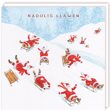 Tracks 'Welsh Sledding Santa's Design' Christmas Card