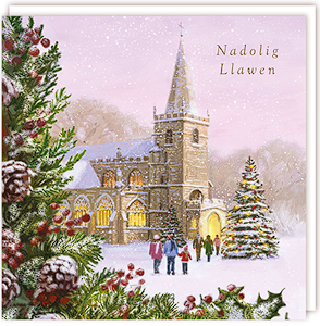 Tracks 'Welsh Going To Church Design' Christmas Card