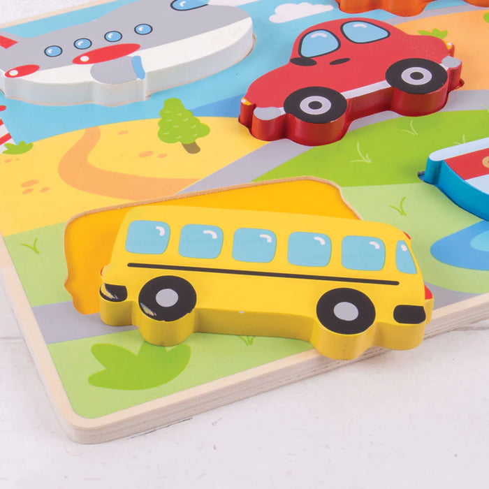 Bigjigs Chunky Lift Out Puzzle - Transport