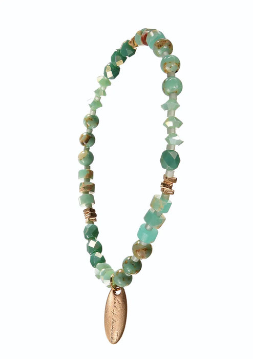 Hot Tomato Turquoise/Gold Stone & Crystal String