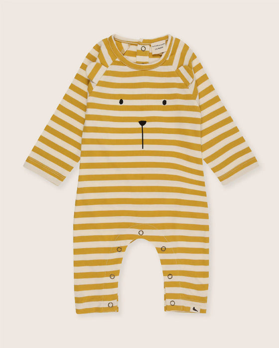 Turtledove London Organic Collection Bear Character Wide Stripe Playsuit