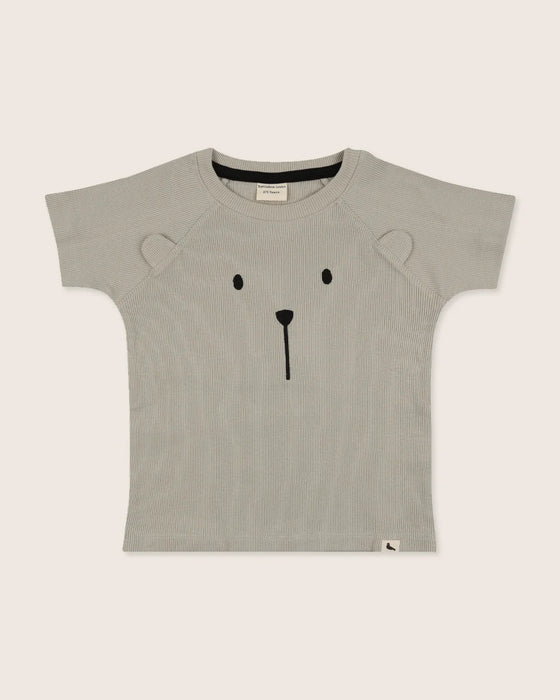 Turtledove London Organic Collection Bear Character Stone Rib T-Shirt