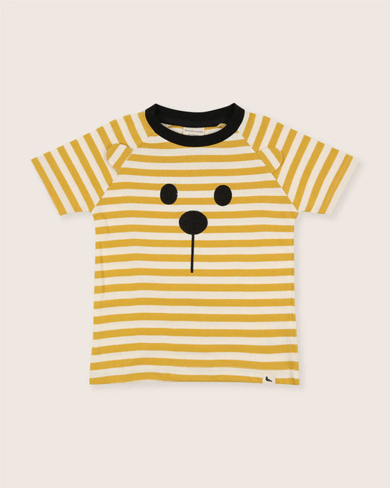 Turtledove London Organic Collection Wide Stripe Mustard Character T-Shirt