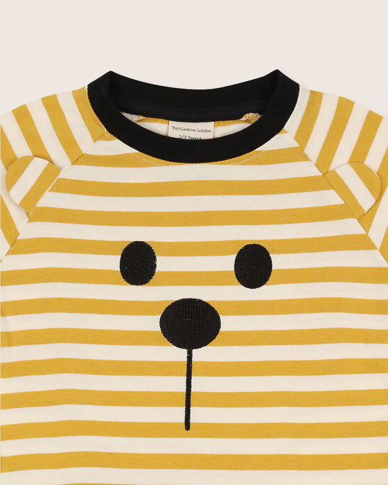 Turtledove London Organic Collection Wide Stripe Mustard Character T-Shirt
