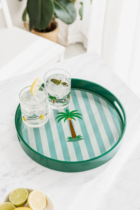Uberstar Lacquer Wood Drinks Tray - Palm Tree