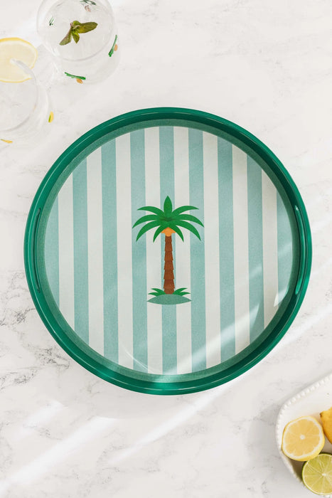 Uberstar Lacquer Wood Drinks Tray - Palm Tree