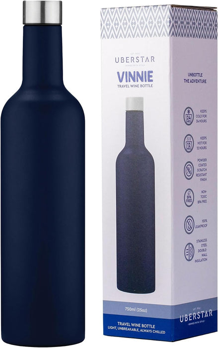 Uberstar Vinnie Insulated Travel Wine Bottle - Indigo