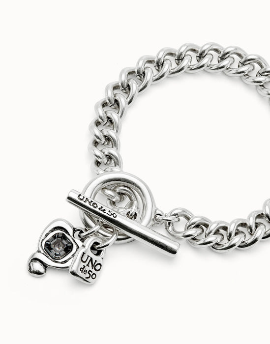 UNOde50 Curb Link Chain With Heart Clasp Bracelet