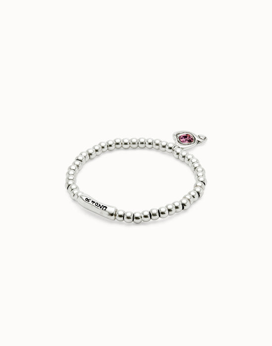 UNOde50 Sterling Silver Plated Pink Crystal Beaded Bracelet