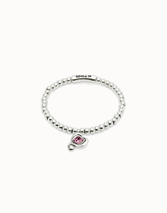 UNOde50 Sterling Silver Plated Pink Crystal Beaded Bracelet