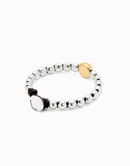 UNOde50 Central 18k Gold Plated Bead Leather Beaded Bracelet