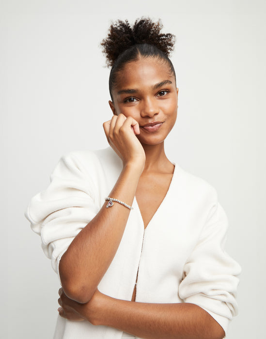 UNOde50 Sterling Silver Plated Pink Crystal Beaded Bracelet